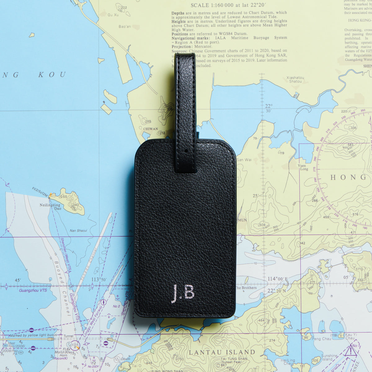James Bond Personalised Black Leather Luggage Tag