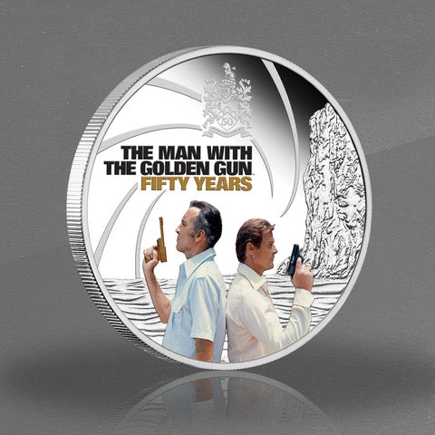 James Bond 1oz Silver Proof Coloured Coin - The Man With The Golden Gun 50th Anniversary Numbered Edition - By The Perth Mint