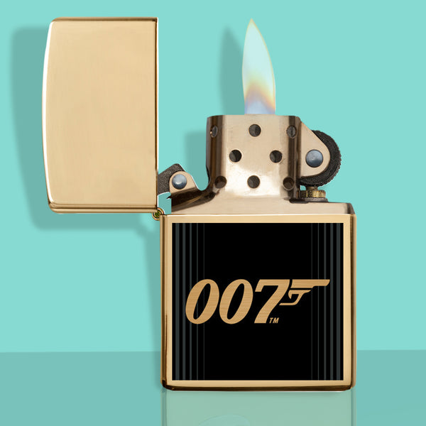 James Bond Zippo Lighter - Gold & Black Square Edition