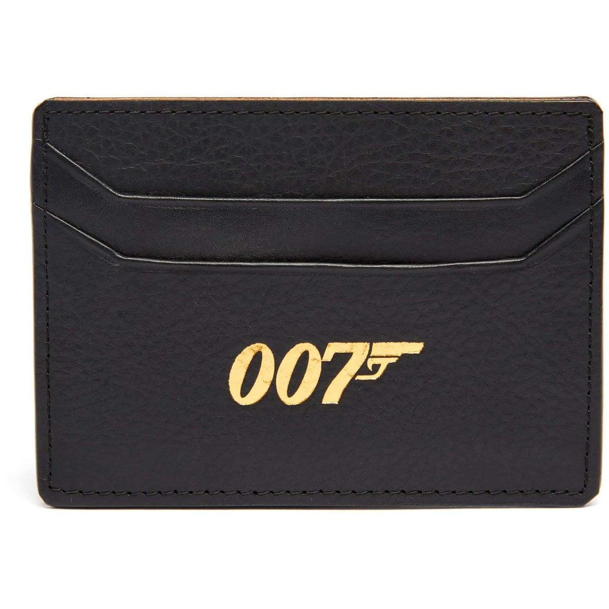 007 Personalised Pebble-grain Leather Card Holder in Black WALLET Plinth 
