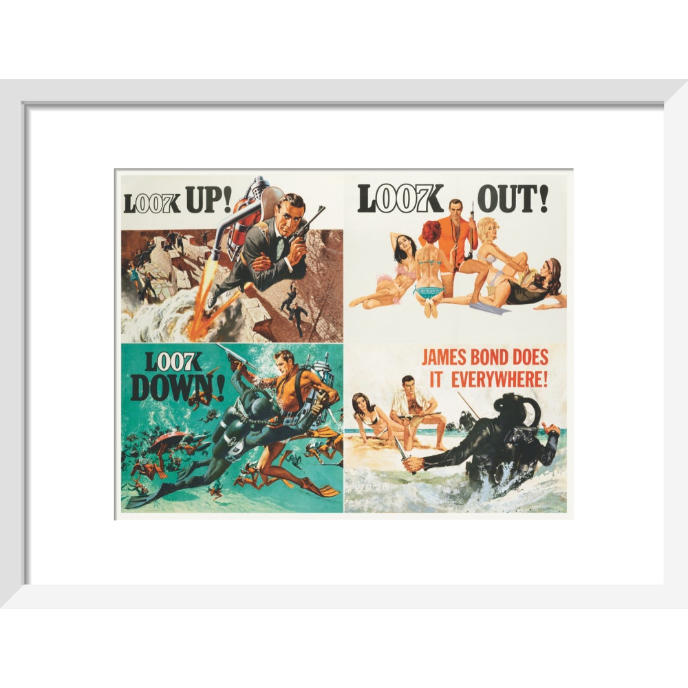 James Bond Thunderball, 4-teiliger gerahmter Kunstdruck – von King & McGaw