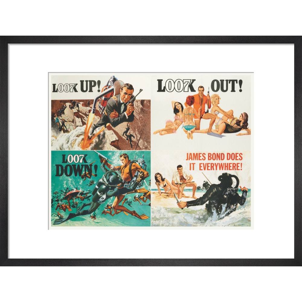 James Bond Thunderball, 4-teiliger gerahmter Kunstdruck – von King & McGaw