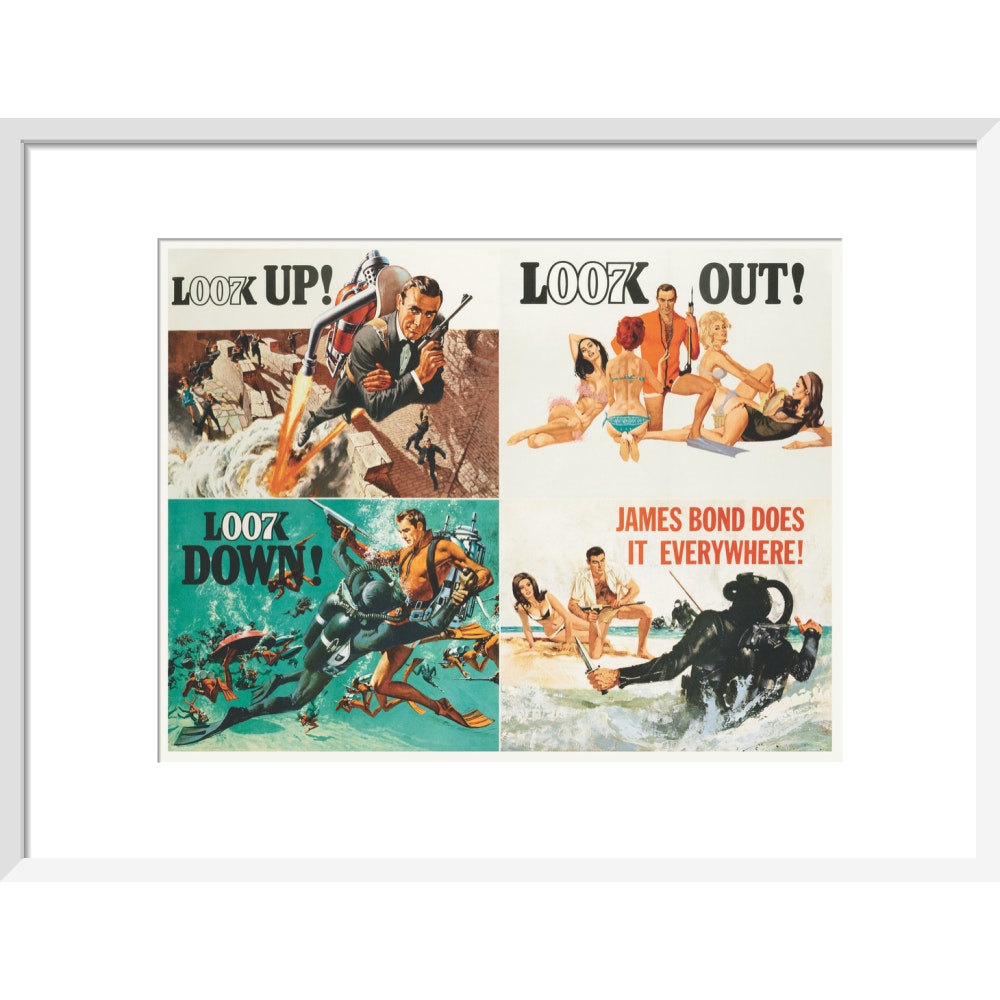 James Bond Thunderball, 4-teiliger gerahmter Kunstdruck – von King & McGaw