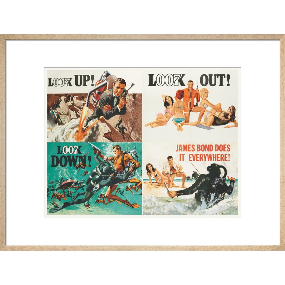 James Bond Thunderball, 4-teiliger gerahmter Kunstdruck – von King & McGaw