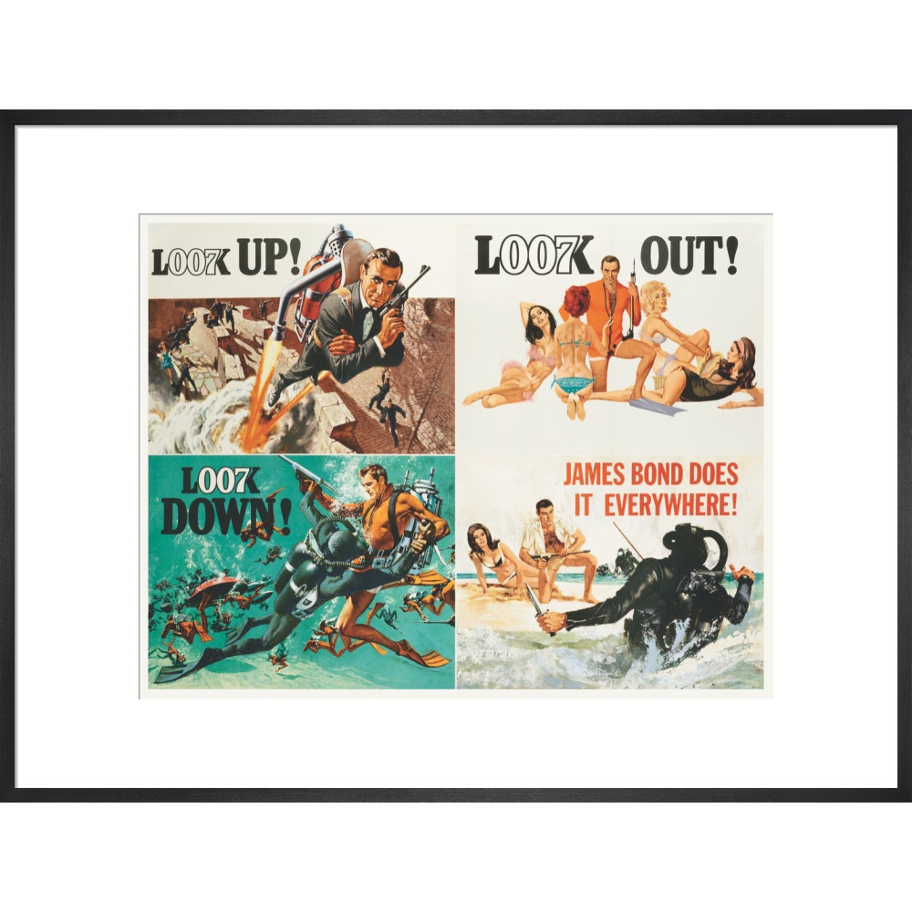 James Bond Thunderball, 4-teiliger gerahmter Kunstdruck – von King & McGaw