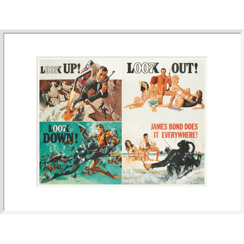 James Bond Thunderball, 4-teiliger gerahmter Kunstdruck – von King & McGaw