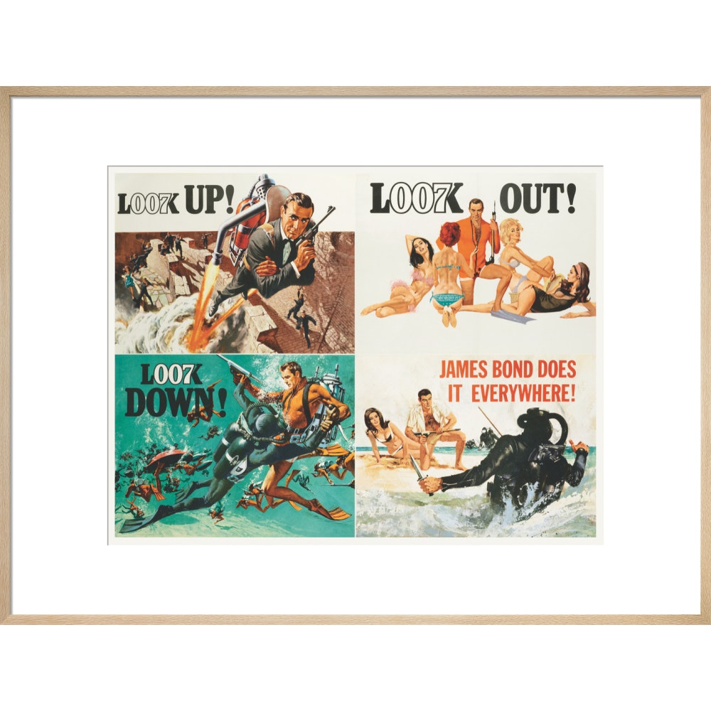 James Bond Thunderball, 4-teiliger gerahmter Kunstdruck – von King & McGaw