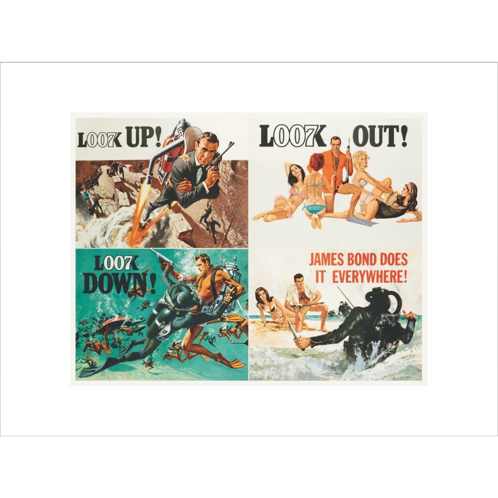 James Bond Thunderball, 4-teiliger gerahmter Kunstdruck – von King & McGaw