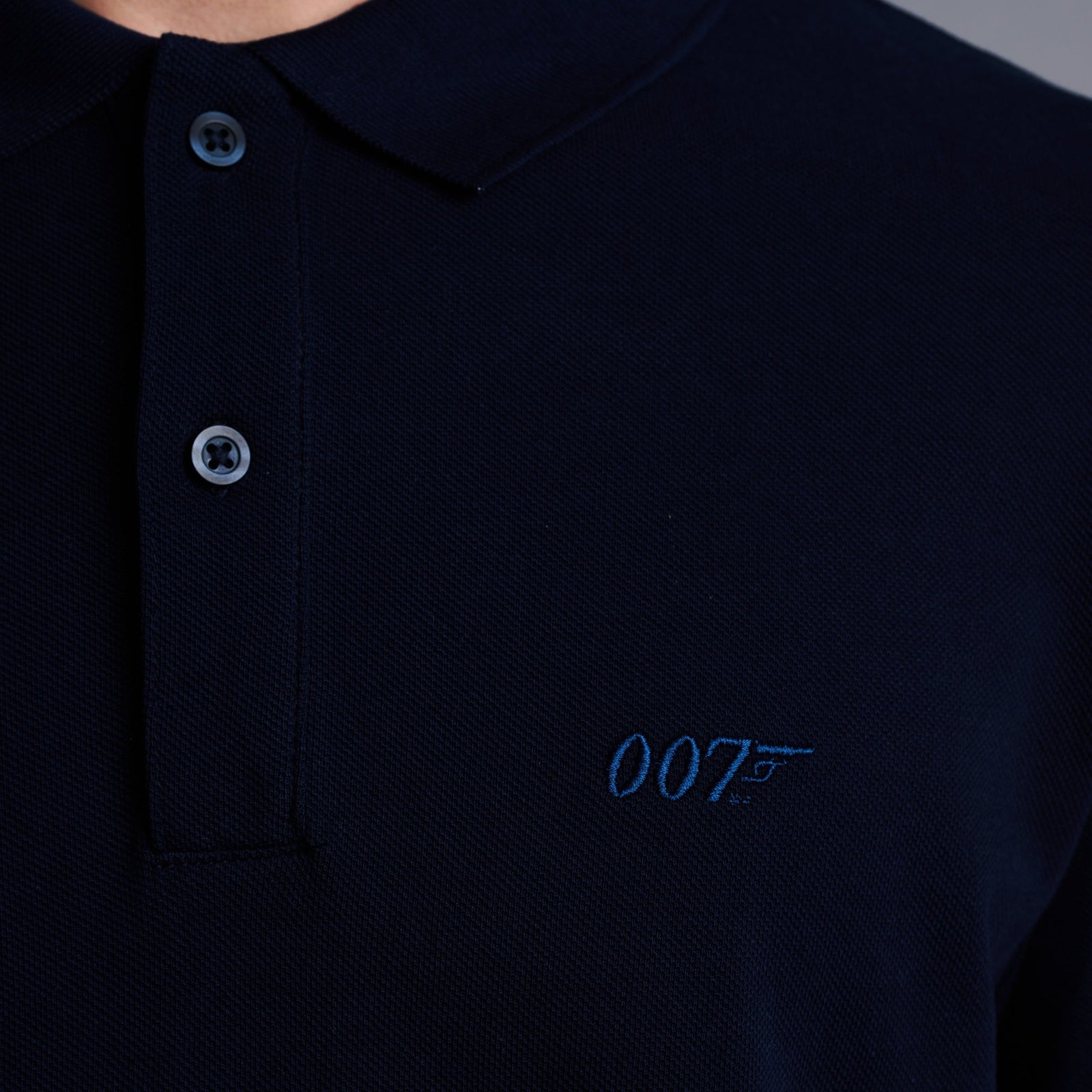 James Bond 007 Embroidered Cotton Polo Shirt - Navy Edition 007Store
