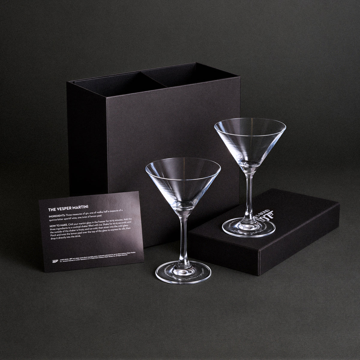James Bond Engraved Vesper Martini Glass Set - Casino Royale Edition