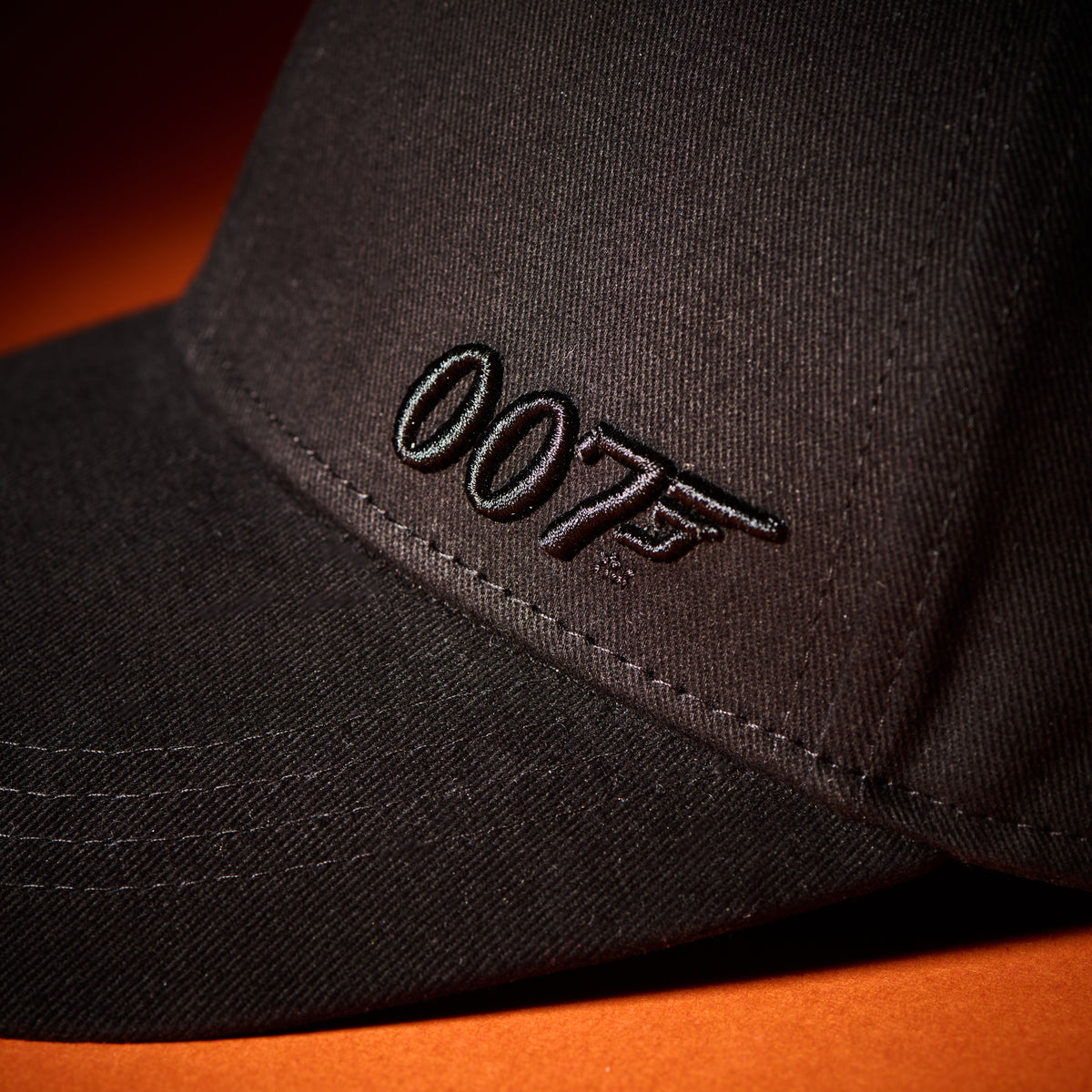 James Bond 3D 007 Embroidered Baseball Cap - Black On Black 007Store