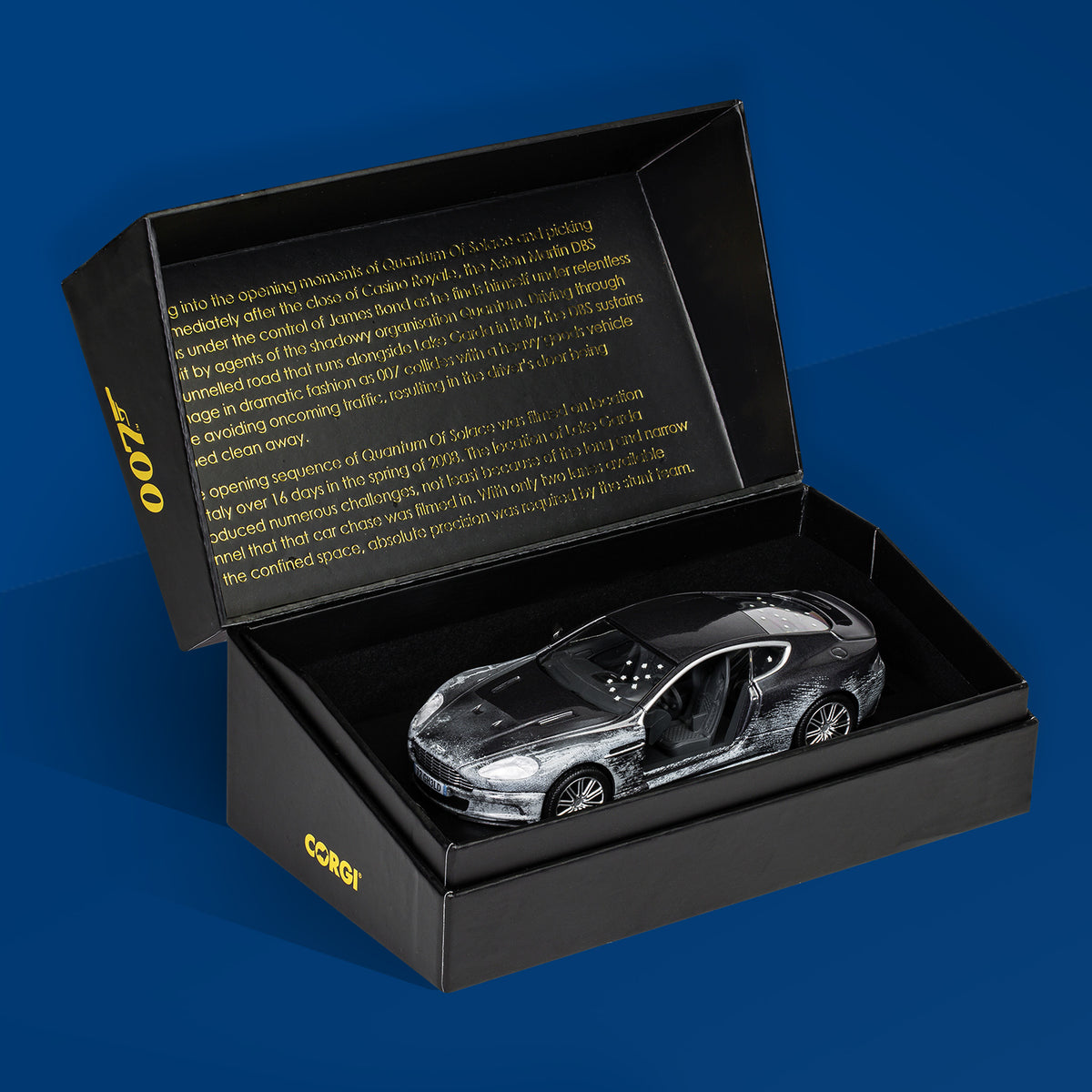 Beschädigtes James Bond-Modellauto Aston Martin DBS – „Ein Quantum Trost“-Edition – von Corgi