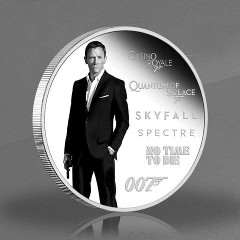 James Bond Daniel Craig 1 Unze Silbermünze in polierter Platte – nummerierte Ausgabe – von der Perth Mint