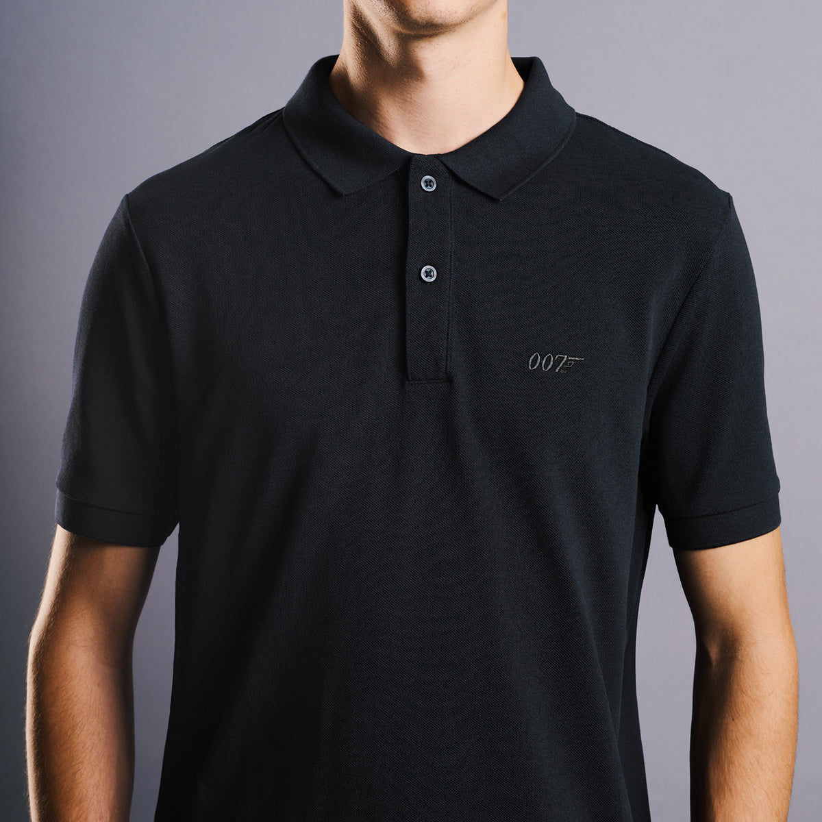 James Bond 007 Embroidered Cotton Polo Shirt - Black Edition 007Store