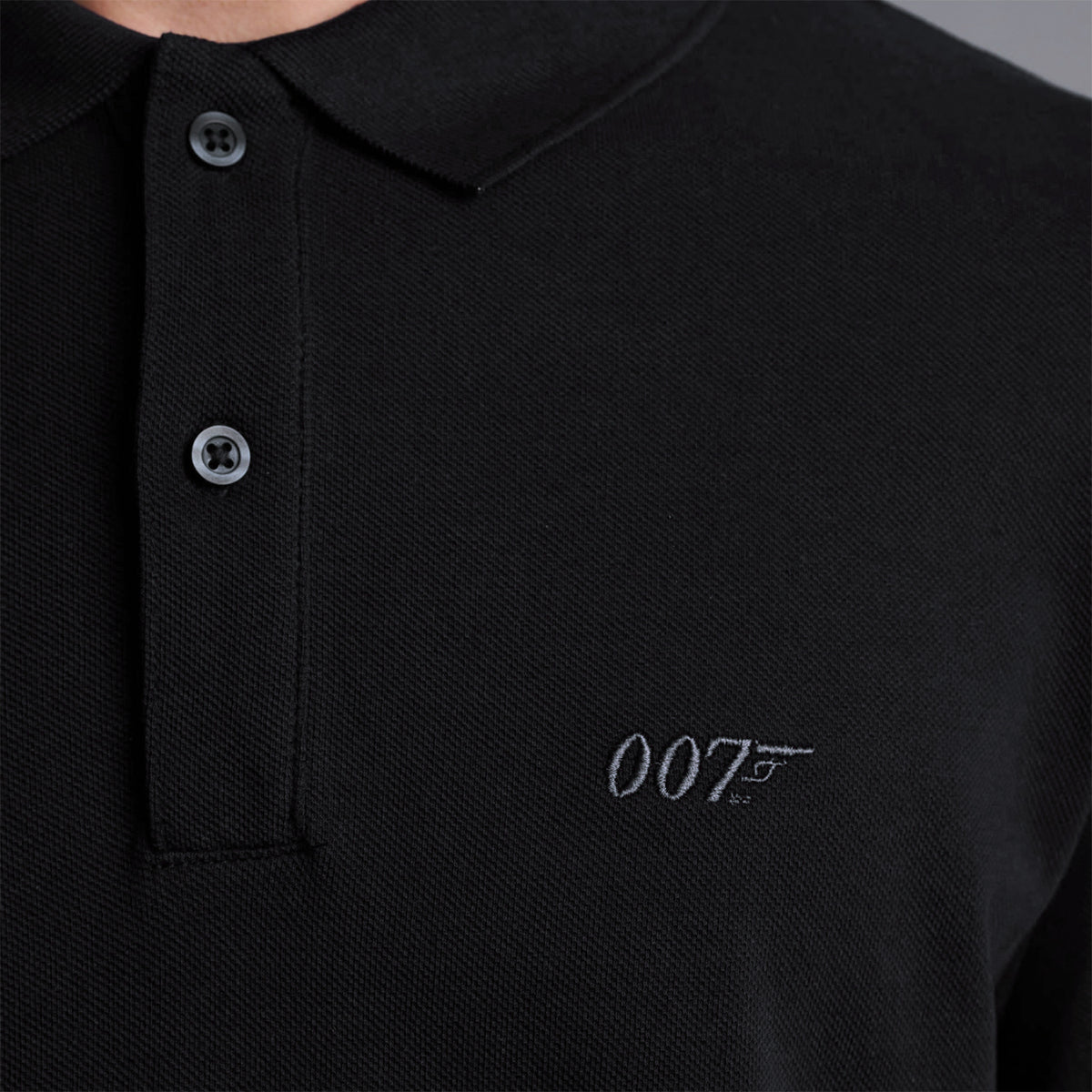 James Bond 007 Embroidered Cotton Polo Shirt - Black Edition 007Store