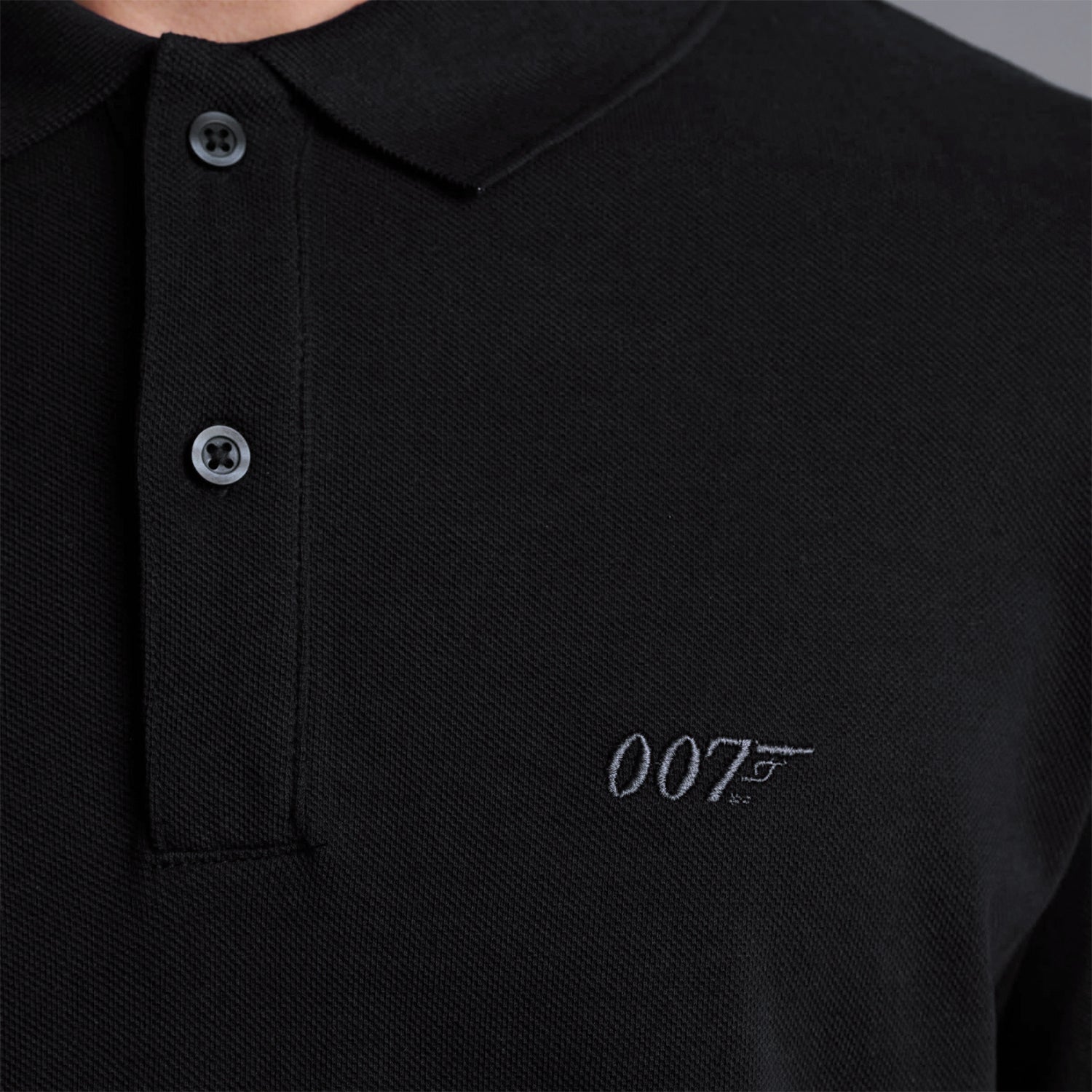 James Bond 007 Embroidered Cotton Polo Shirt - Black Edition 007Store