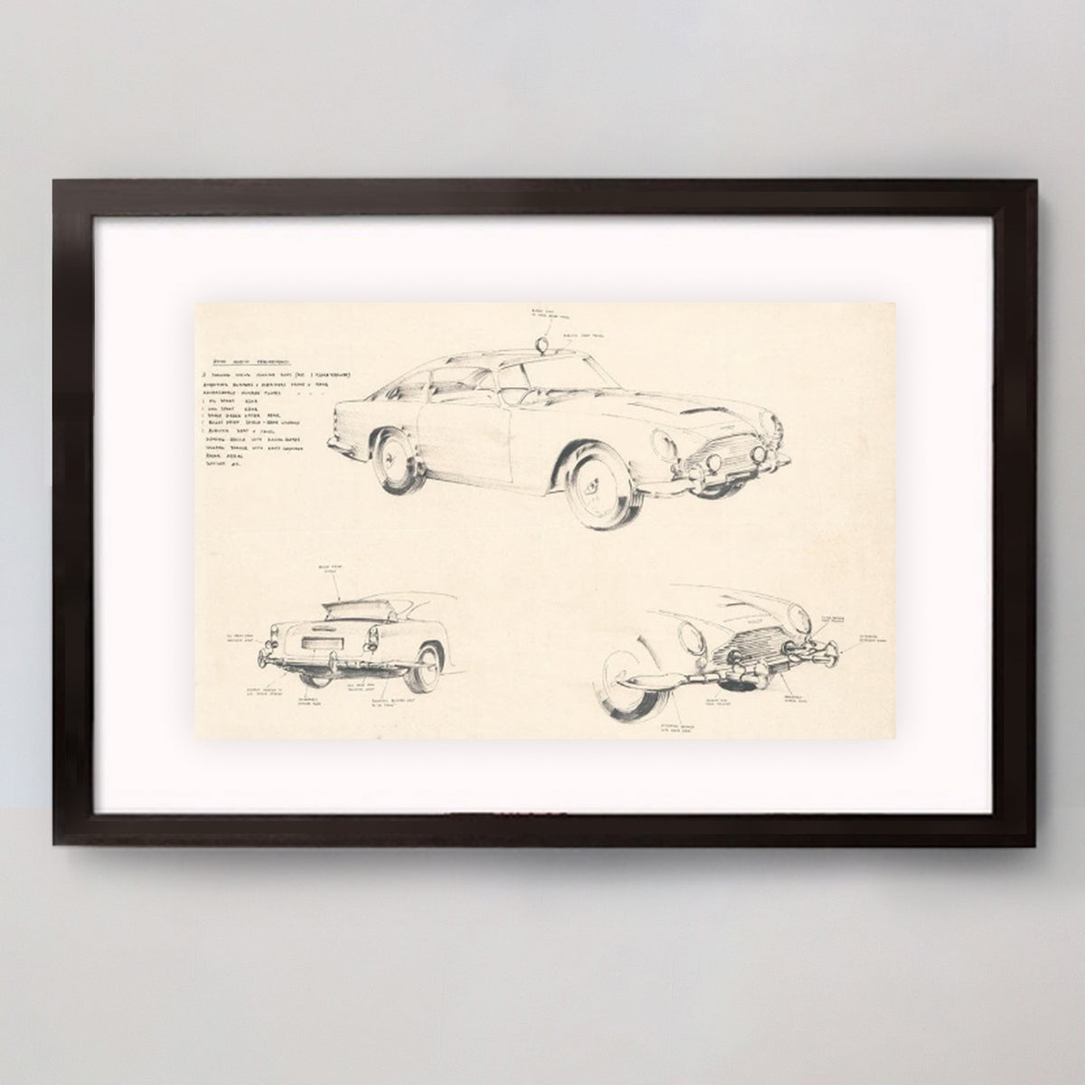 James Bond Ken Adam Goldfinger DB5 Framed Art Print - Exclusive Numbered Edition 007Store