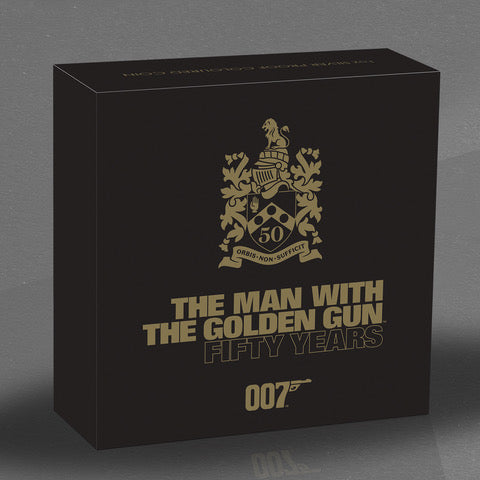 James Bond 1 oz Silbermünze in Proof-Farbe – Nummerierte Ausgabe zum 50. Jubiläum von „Der Mann mit dem goldenen Colt“ – von der Perth Mint
