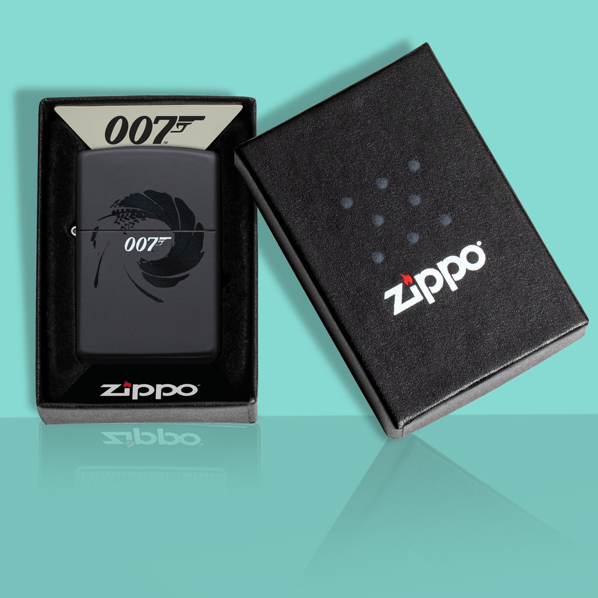 James Bond Zippo Lighter - Matte Black Gun Barrel Edition