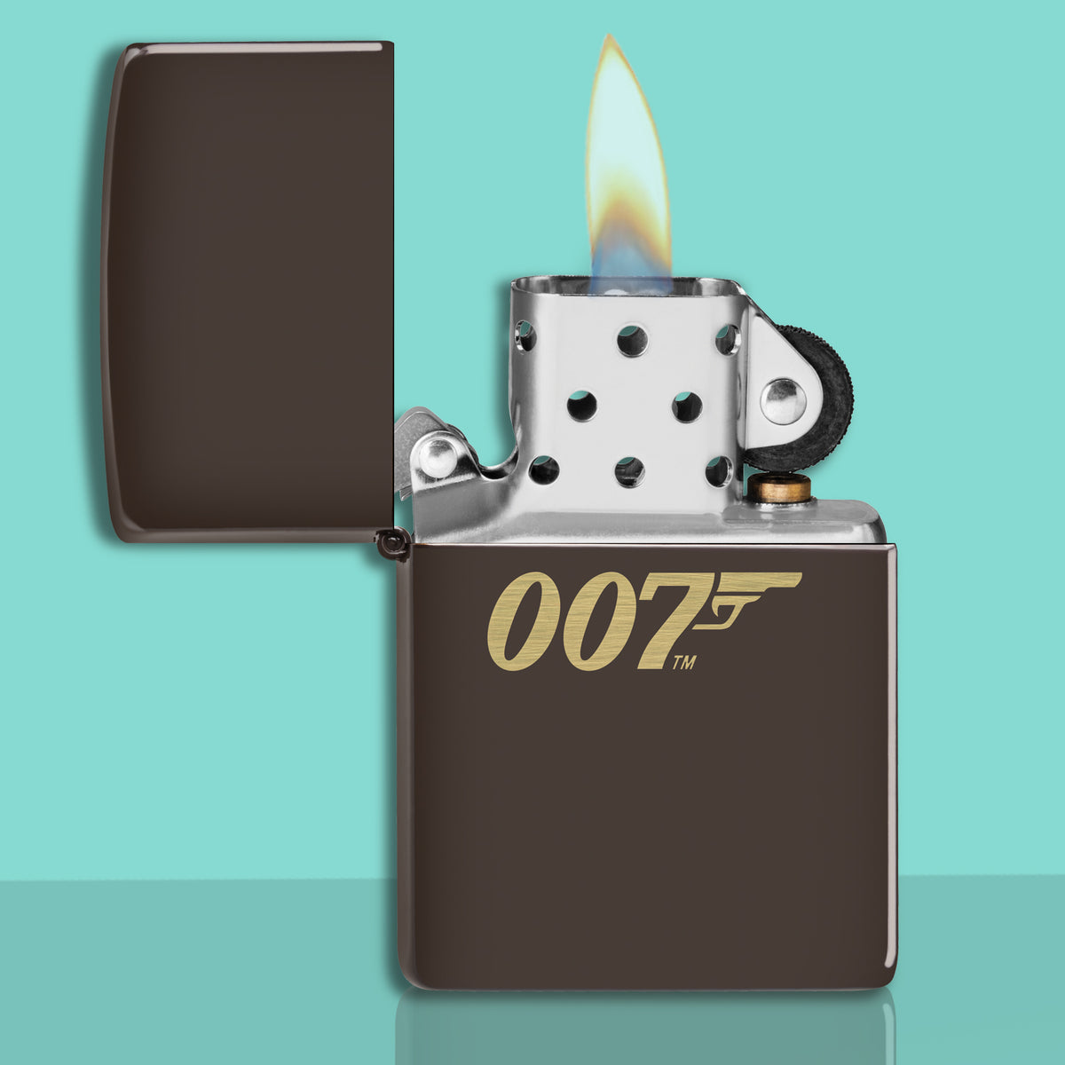 James Bond Mahogany Brown With Gold Logo Lighter - By Zippo
