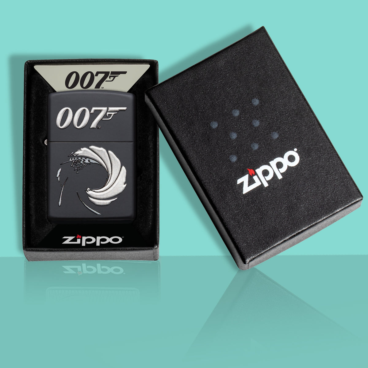 James Bond Zippo Lighter - Black &amp; Silver Gun Barrel Edition