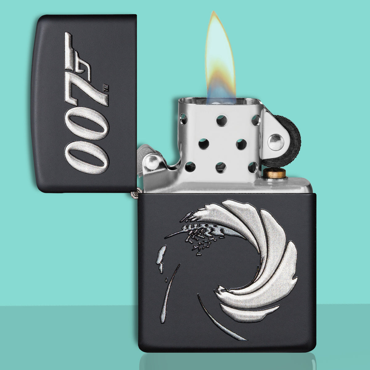 James Bond Zippo Lighter - Black &amp; Silver Gun Barrel Edition