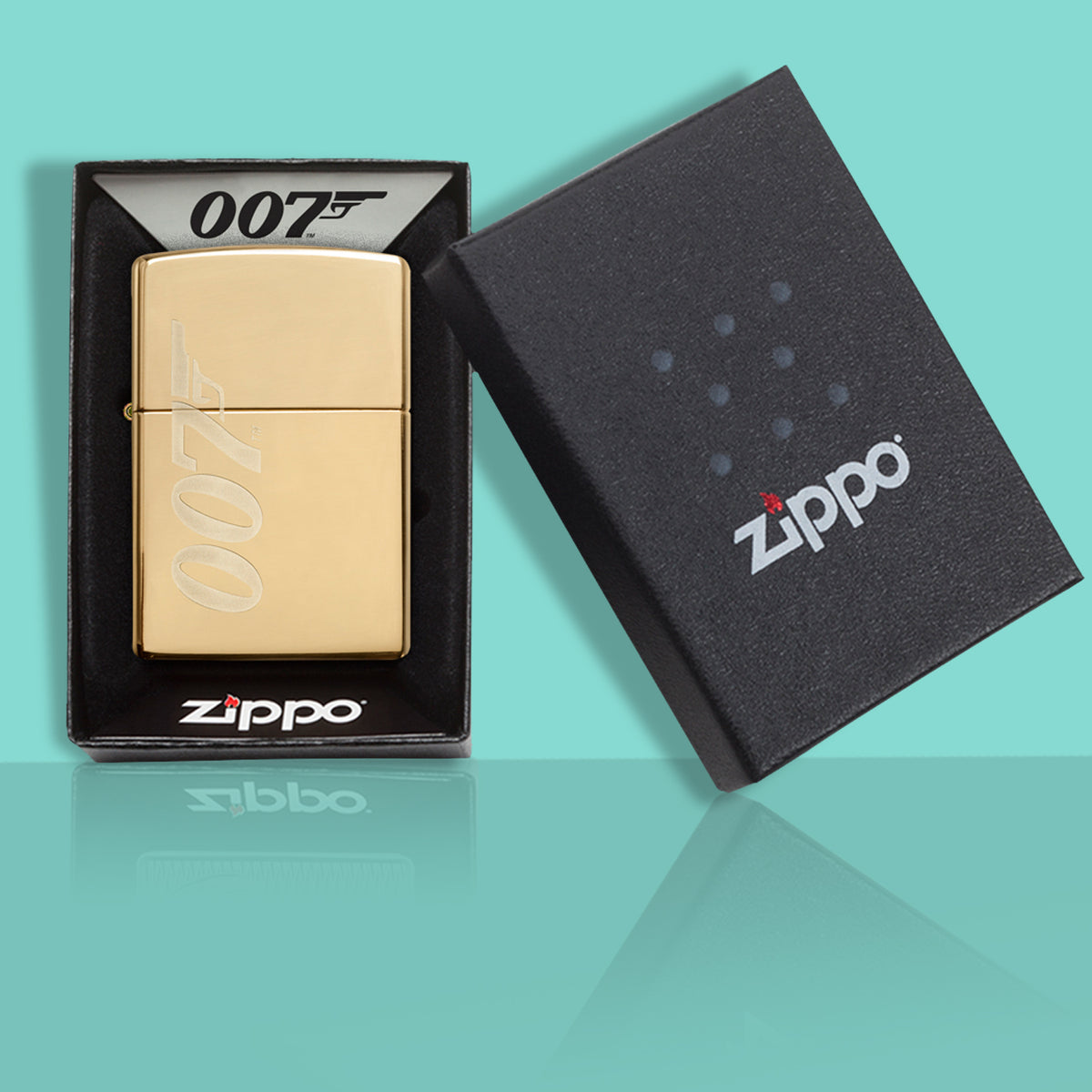 James Bond Zippo Lighter - Etched Logo Gold Finish Edition