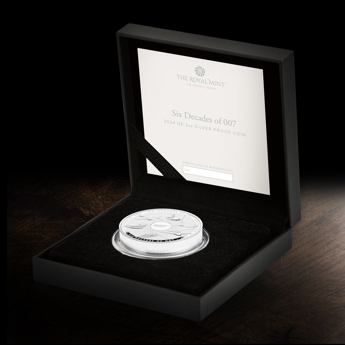 James Bond 2oz Silver Proof Coin - Six Decades Numbered Edition - By The Royal Mint