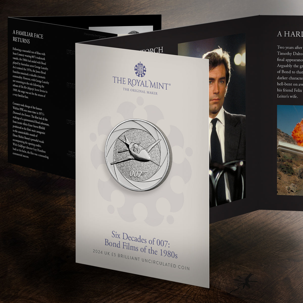 James Bond 5-Pfund-Krone, Stempelglanz-Münze – Ausgabe der 1980er Jahre – von der Royal Mint