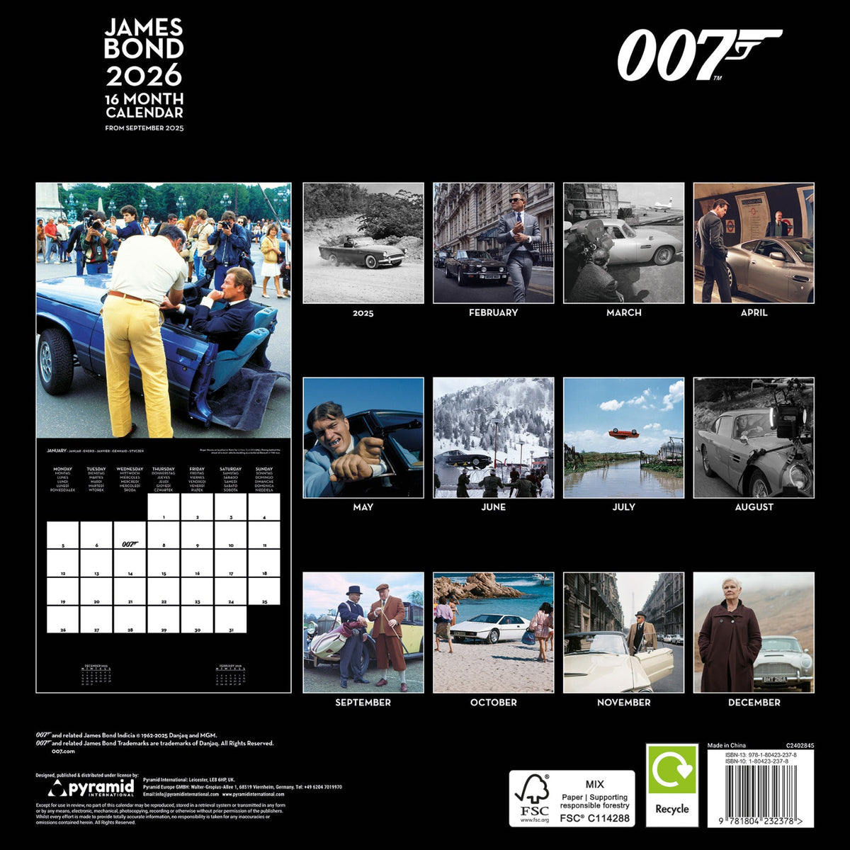 James Bond 2026 Wall Calendar 007Store