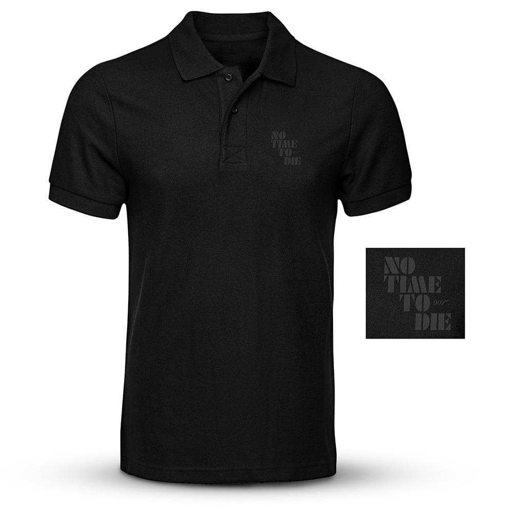 James Bond Embroidered Black Polo Shirt - No Time To Die Edition 007Store