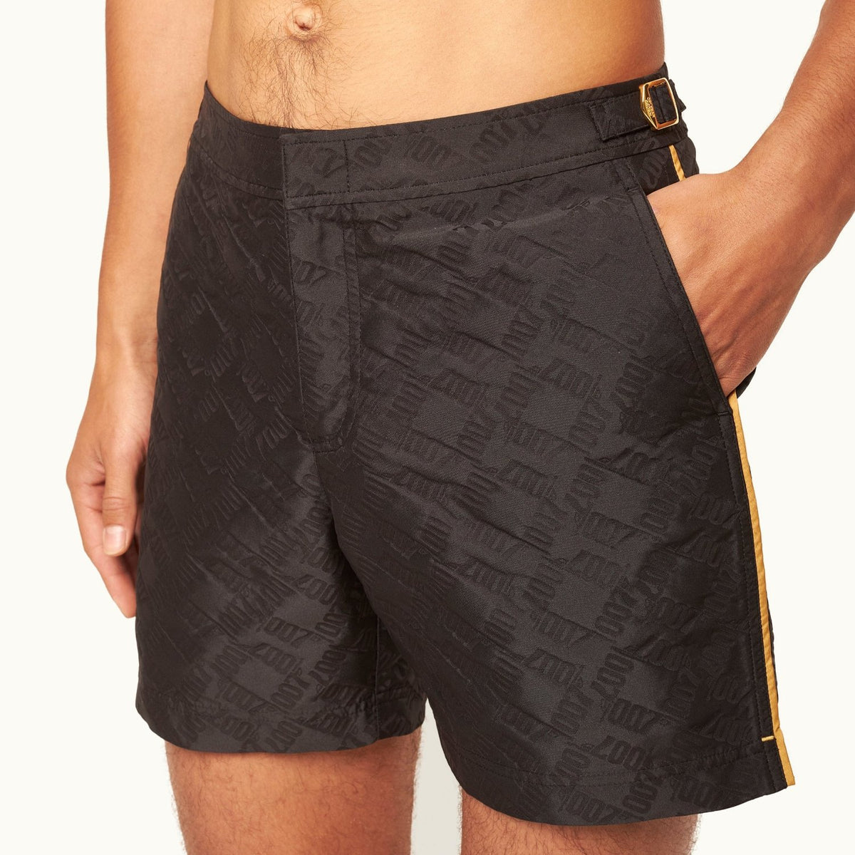 James Bond Gold Trim Jacquard Swim Shorts - By Orlebar Brown (Pre-order) 007Store