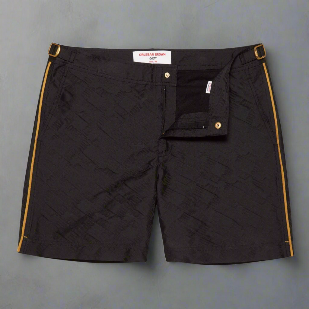 James Bond Gold Trim Jacquard Swim Shorts - By Orlebar Brown (Pre-order)