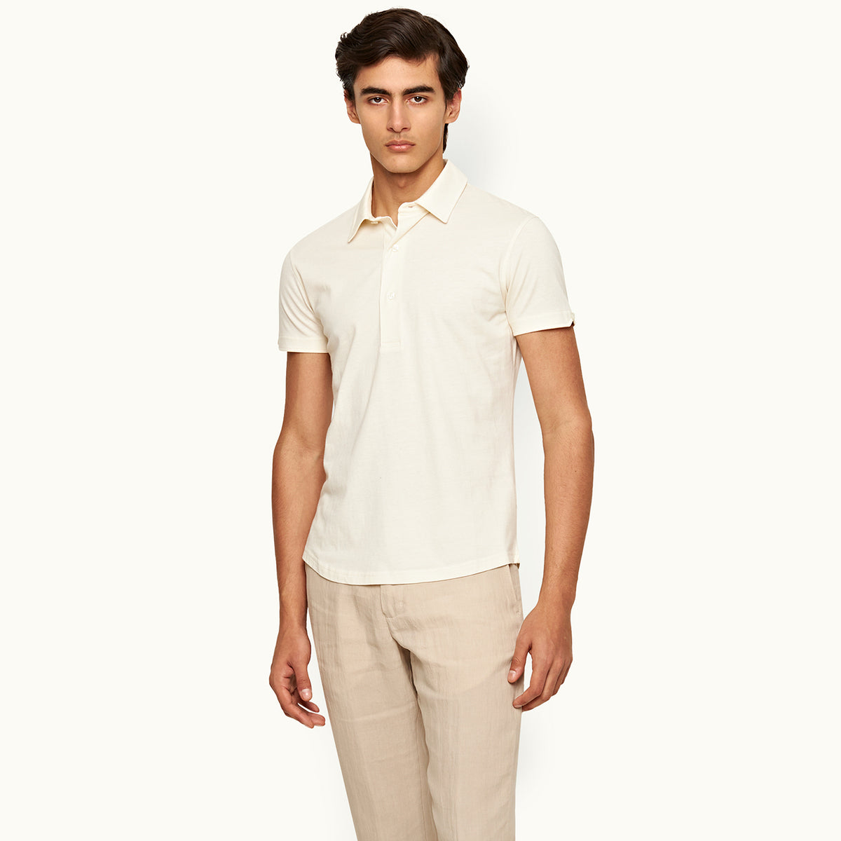 James Bond Cream Cotton Silk Polo Shirt - By Orlebar Brown