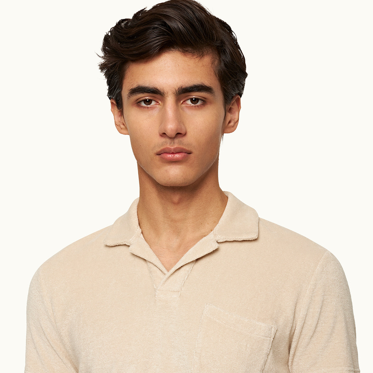 James Bond Taupe Towelling Polo Shirt - By Orlebar Brown