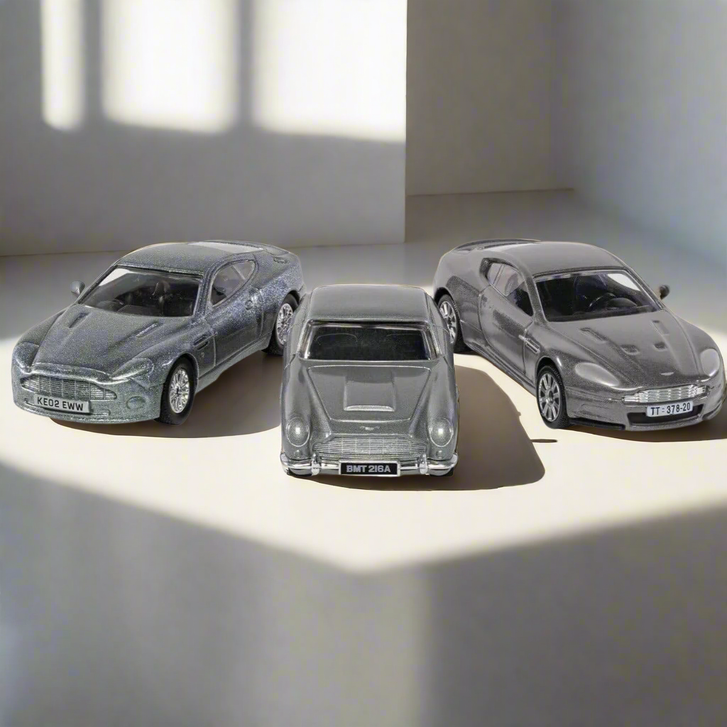 James Bond Aston Martin Model Car Trio - DB5, V12 Vanquish &amp; DBS Edition - By Corgi