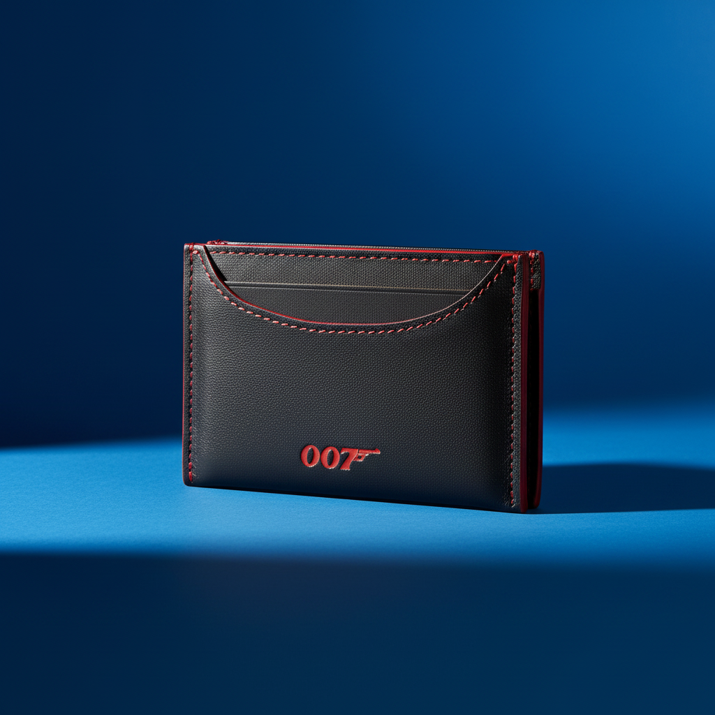 James Bond Navy Leather Card Holder - Thunderball Edition - By Globe-Trotter