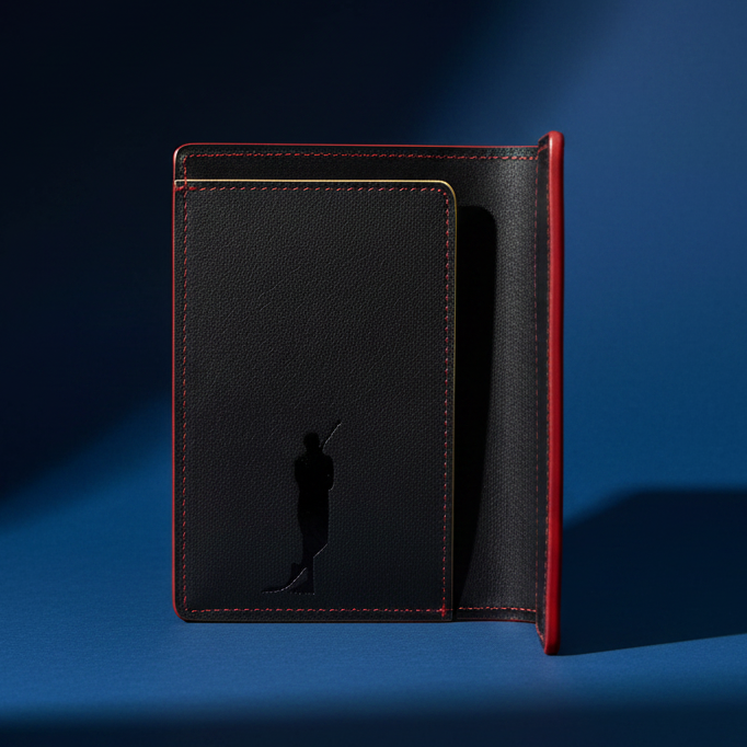 James Bond Navy Leather Passport Sleeve - Thunderball Edition - By Globe-Trotter