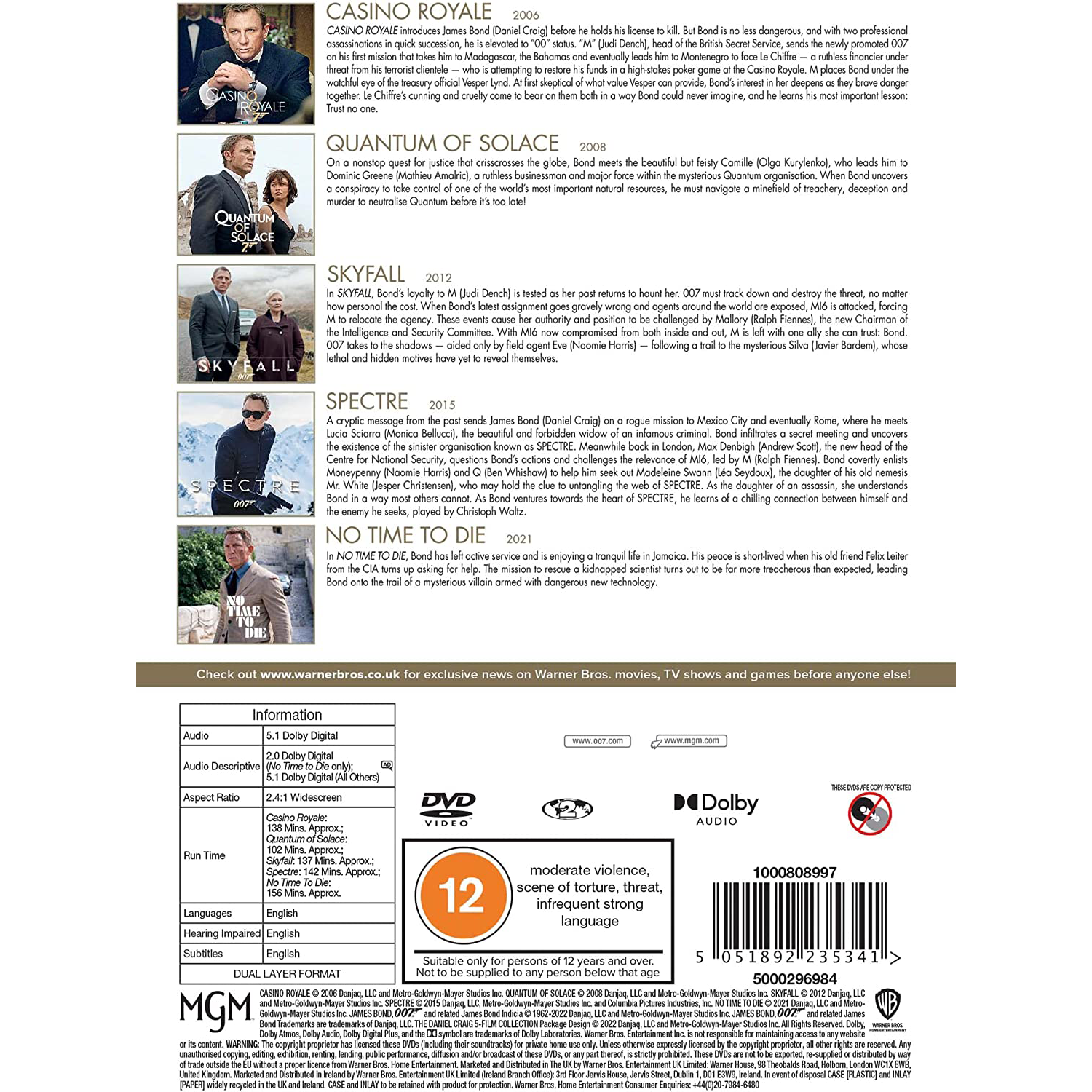 James Bond The Daniel Craig 5-Film Collection DVD Boxset | 007Store