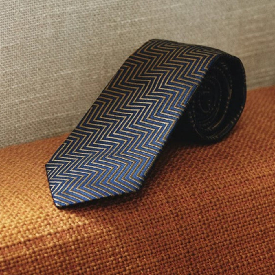 James Bond Zig Zag Silk Tie - The World Is Not Enough Edition - By Turnbull &amp; Asser