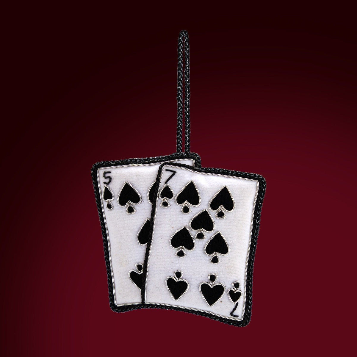 007 Christmas Decoration - White Velvet and Black Playing Cards DECORATION Tinker Tailor 