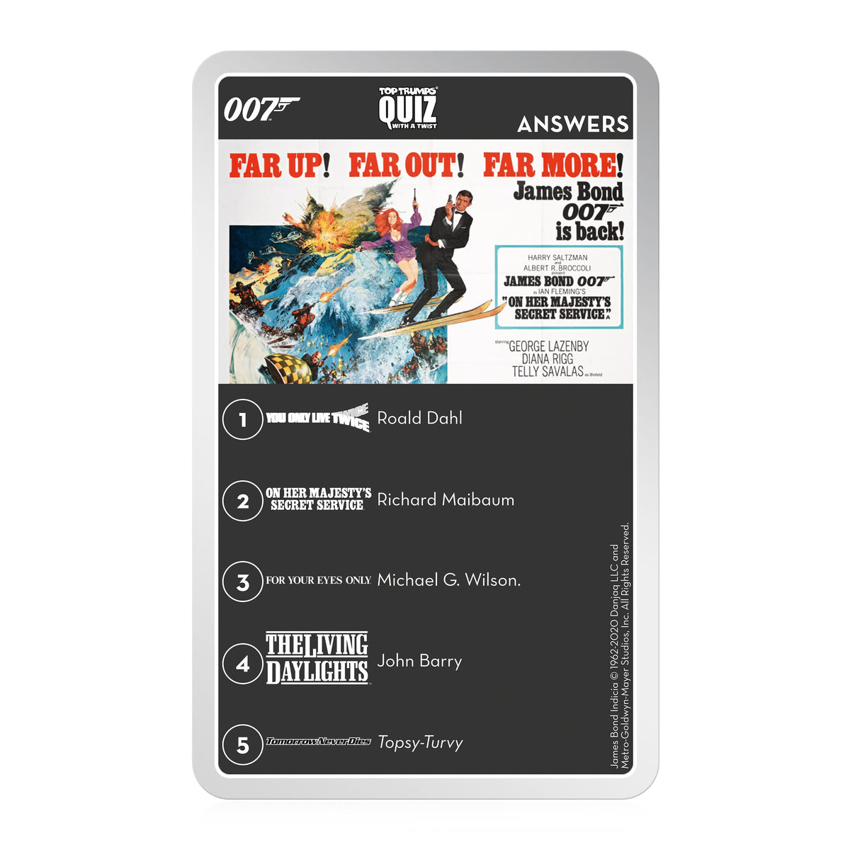 007 James Bond Top Trumps Quiz - No Time To Die Edition GAMES Winning Moves 
