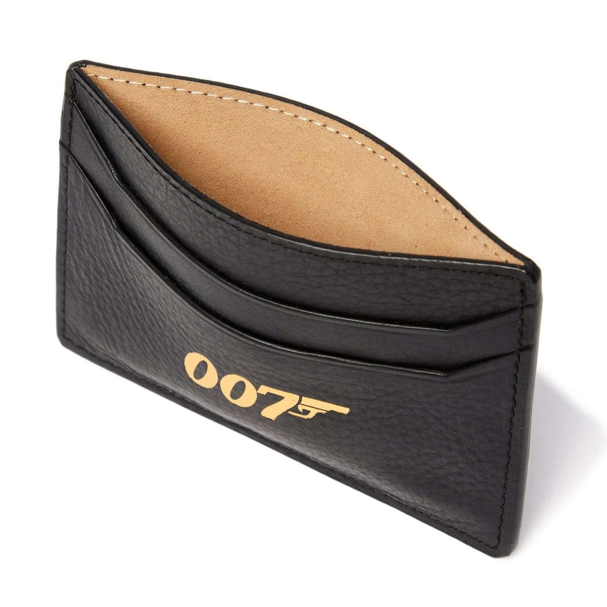 007 Personalised Pebble-grain Leather Card Holder in Black WALLET Plinth 