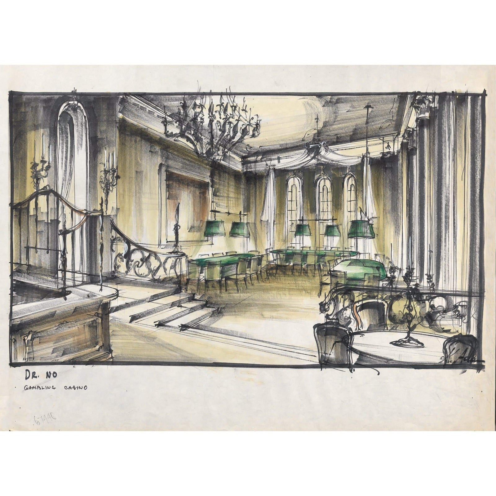 James Bond Ken Adam Casino Art Print - Dr. No Numbered Edition (Unframed) 007Store