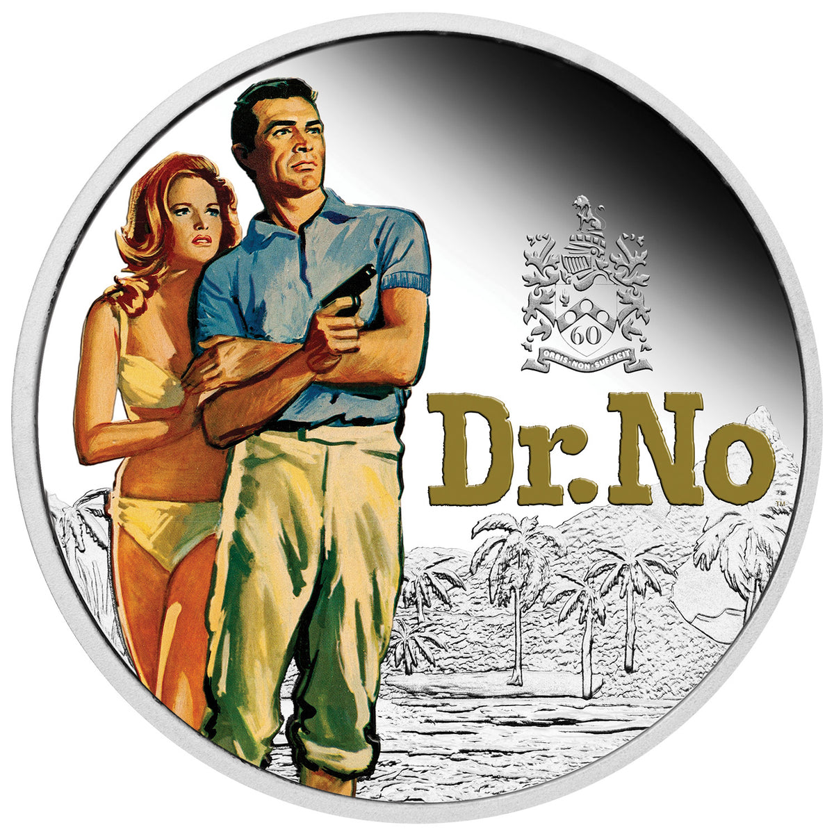 James Bond 1 oz Silbermünze in Proof-Farbe – Dr. No 60. Jubiläumsausgabe, nummeriert – von der Perth Mint