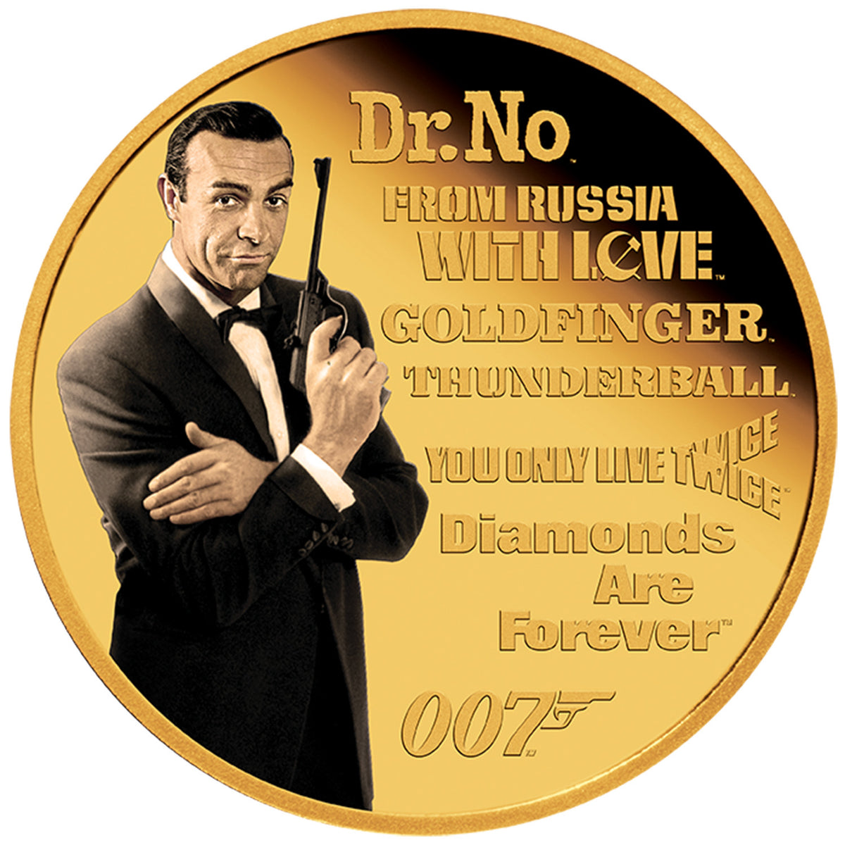 James Bond Sean Connery 1/4oz Gold Proof Coloured 1st Issue Legacy Coin - By The Perth Mint