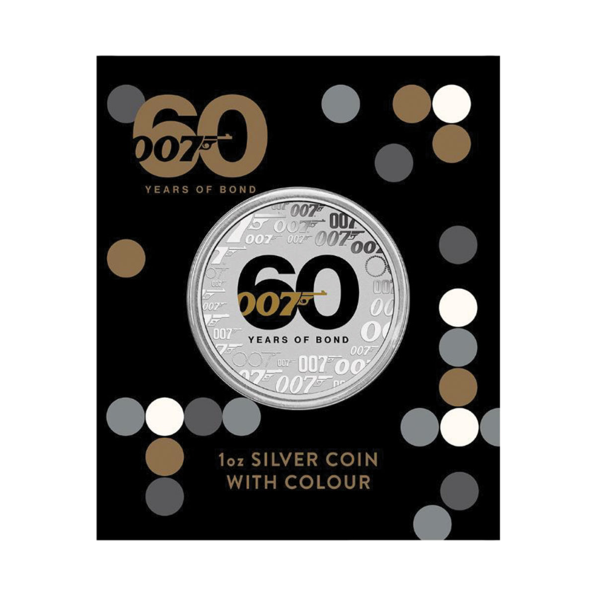 James Bond 60 Years of Bond 1oz Silver Coin With Colour - By The Perth Mint