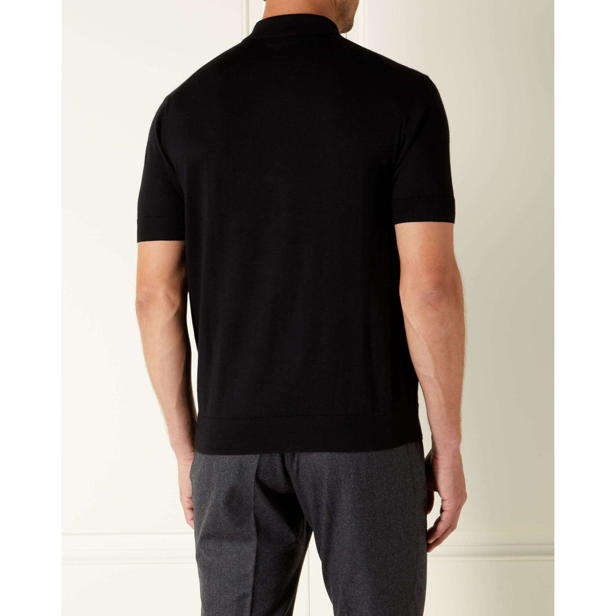 Black Cashmere/Silk Polo Shirt -  Goldfinger Edition - By N.Peal - 007STORE