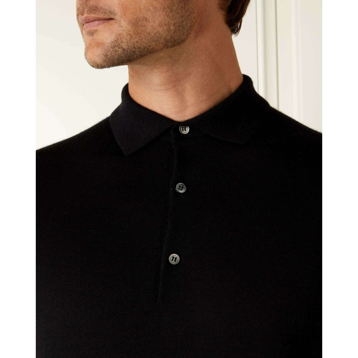 Black Cashmere/Silk Polo Shirt -  Goldfinger Edition - By N.Peal - 007STORE