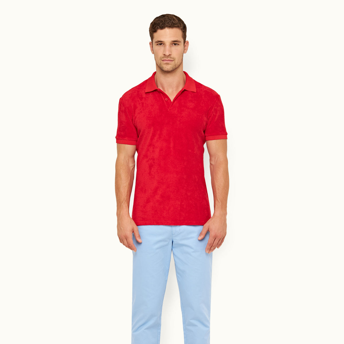 James Bond Red Towelling Polo Shirt - Dr. No Edition - By Orlebar Brown